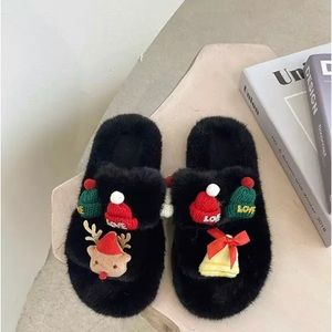 Christmas decorative women's slippers, winter warm slippers